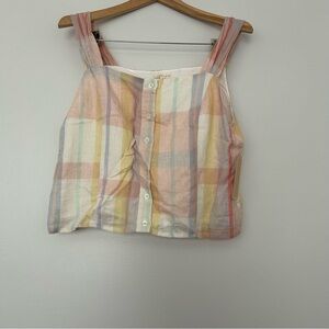 Copper Key pastel plaid tank NWT L
